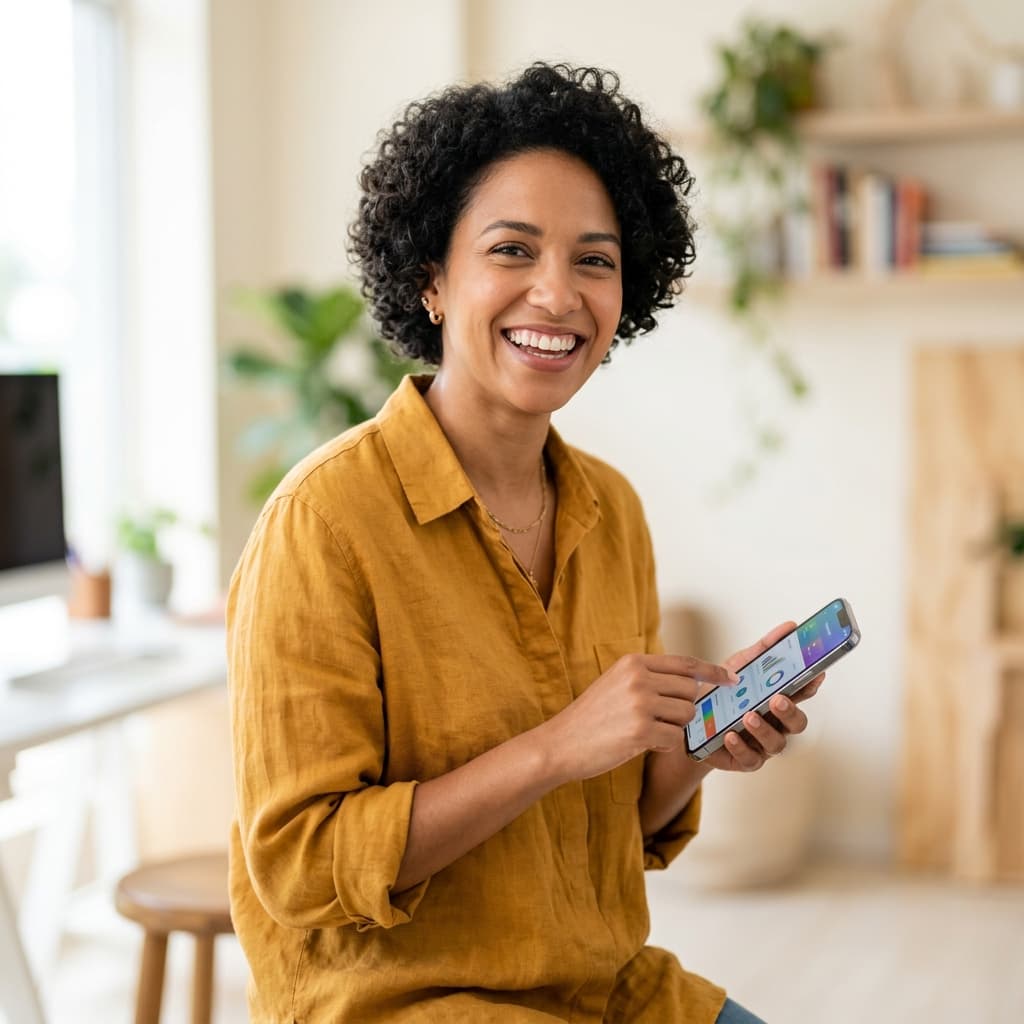 Lexend founder David Larry smiling holding a smartphone