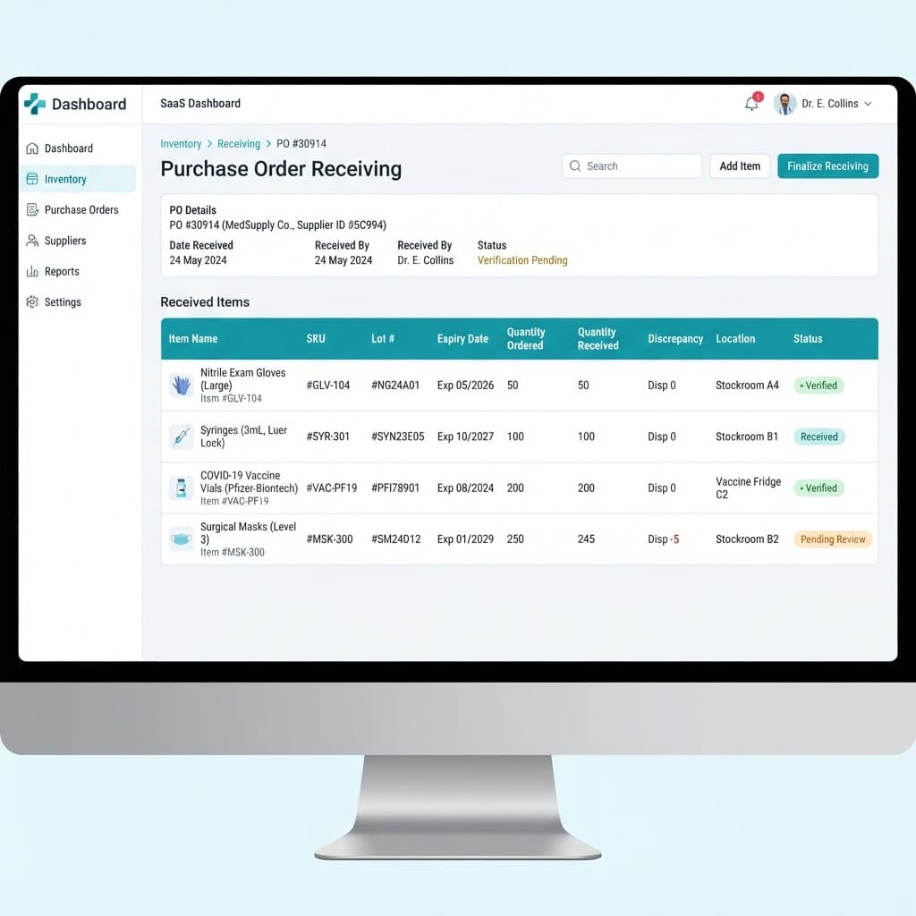 Barcode scanner intake matches check panel logs screenshot showing matching items list
